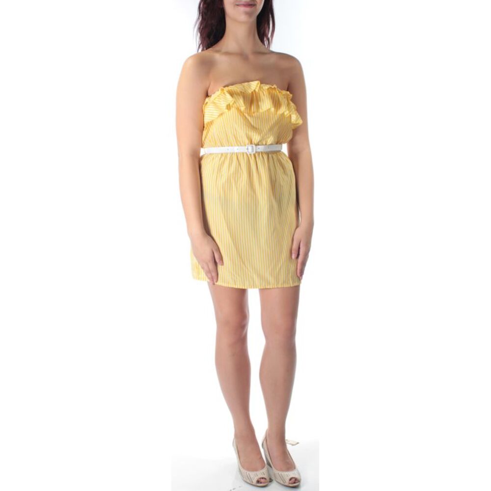 ROLY POLY Womens Yellow Sleeveless Strapless Mini Sheath Dress Size: M
